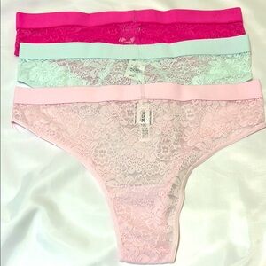 Victoria’s Secret Pink Lace Brazilian Logo Panties New With Tags